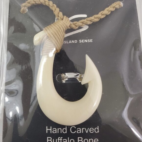 HAND Carved Buffalo Bone Pendant With Necklace - Picture 12 of 13